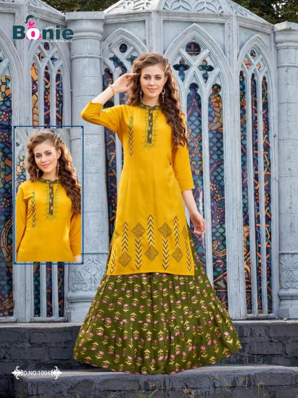 Bonie Aashi Rayon Designer Kurti With Skirt 